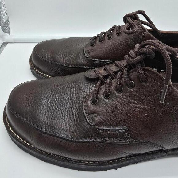 Clark's Silvato Extra Wide 10 5 Oil Resisting Loafers Tie Up Brown Leather Men's - Picture 3 of 8